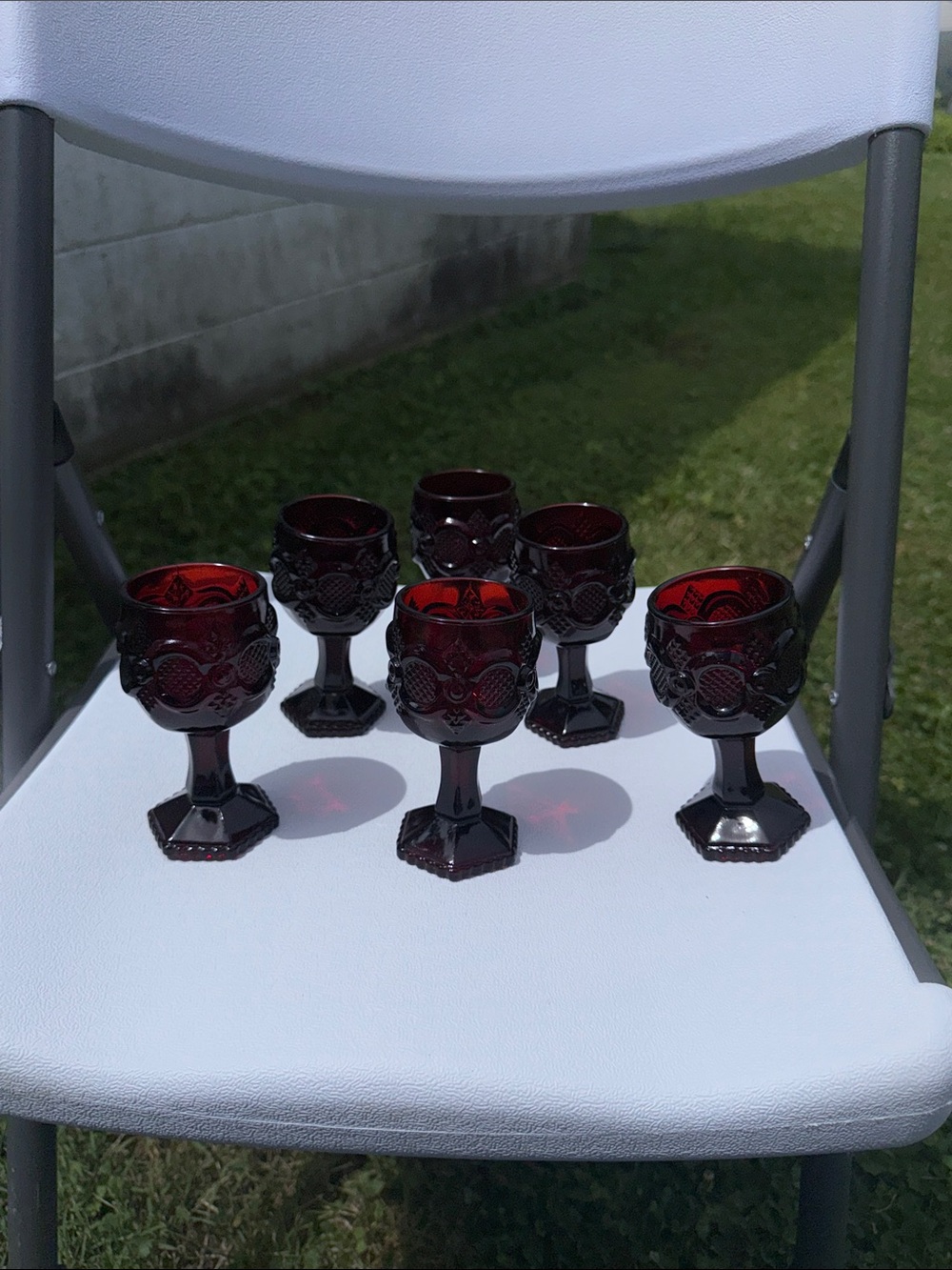 Vintage Ruby Red Goblet Set of 6